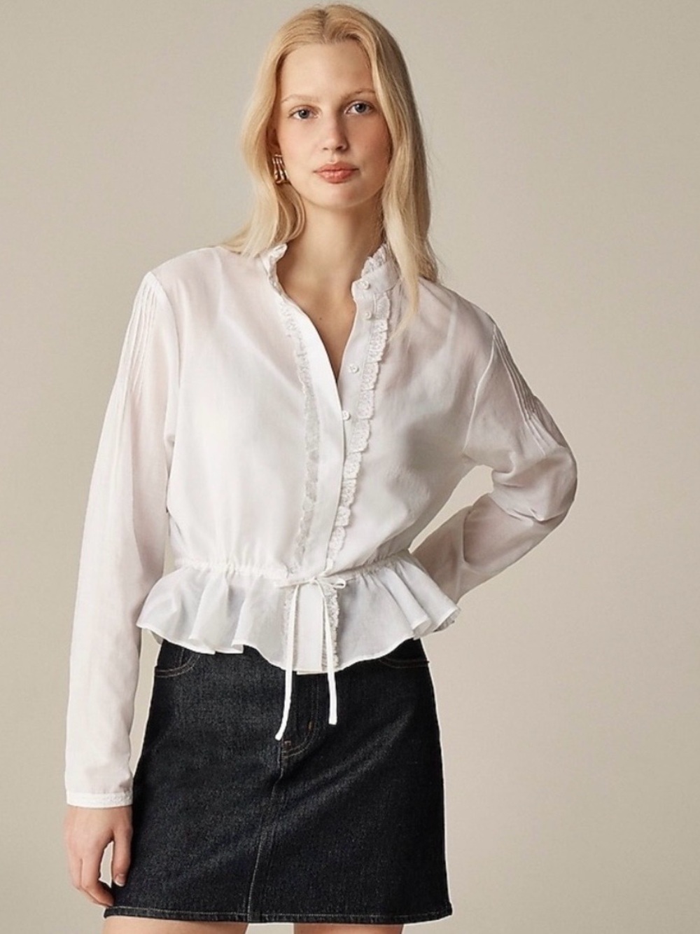 NWT J.Crew Lace-Trim Cinched-Waist Top - Picture 5 of 8